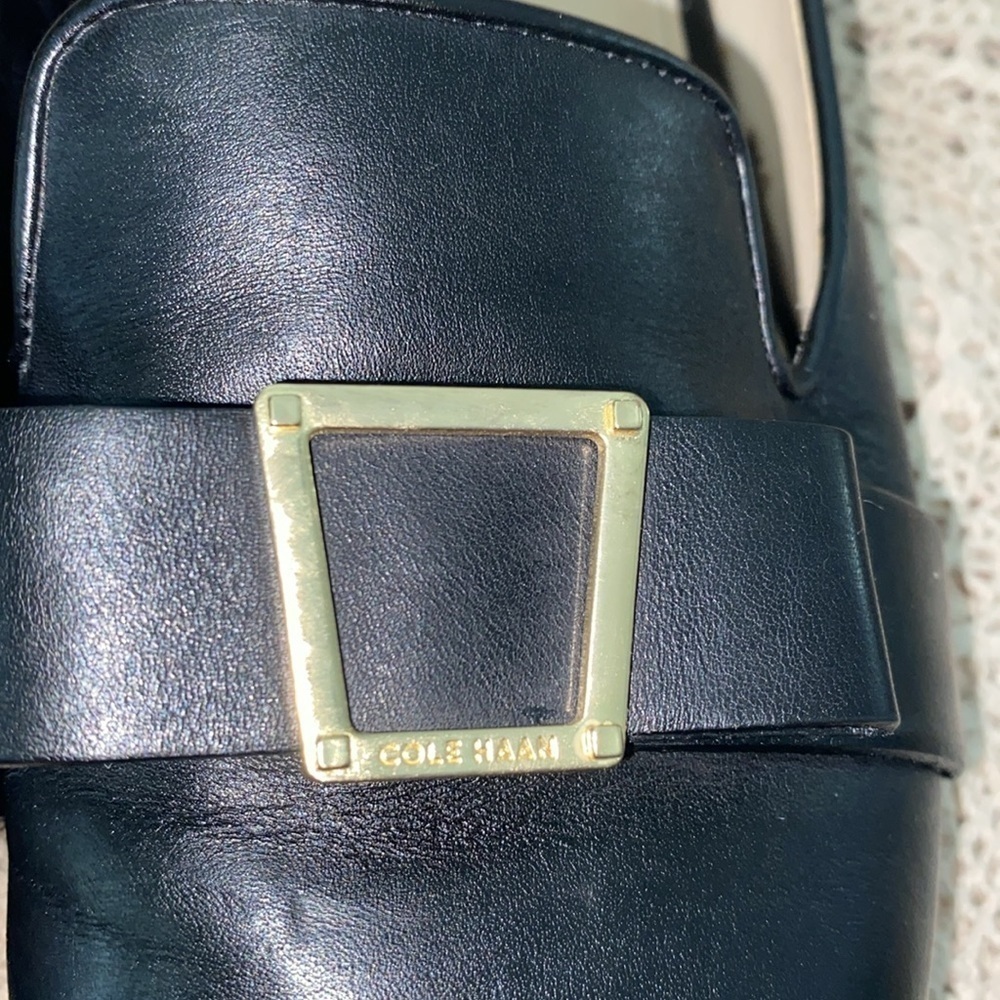 Cole Haan Black Loafers with Gold Buckle - Picture 8 of 8